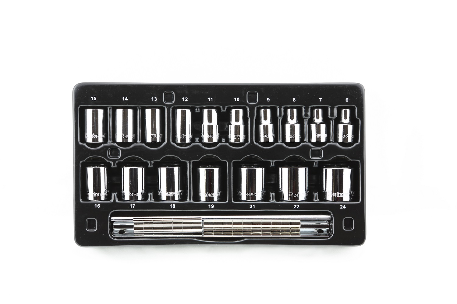PROFERRED SOCKET SET METRIC 3/8'' DRIVE 6 POINT 17 PIECE